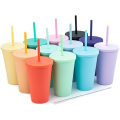 Pastel color acrylic cup Travel tumbler with lid and straw Double wall reusable Acrylic cup Modern matte tumbler